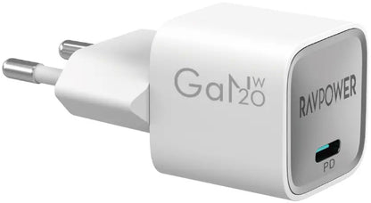 Carregador de Rede RavPower RP-PC1056, 30W, 3A, 1 x USB-C, Branco