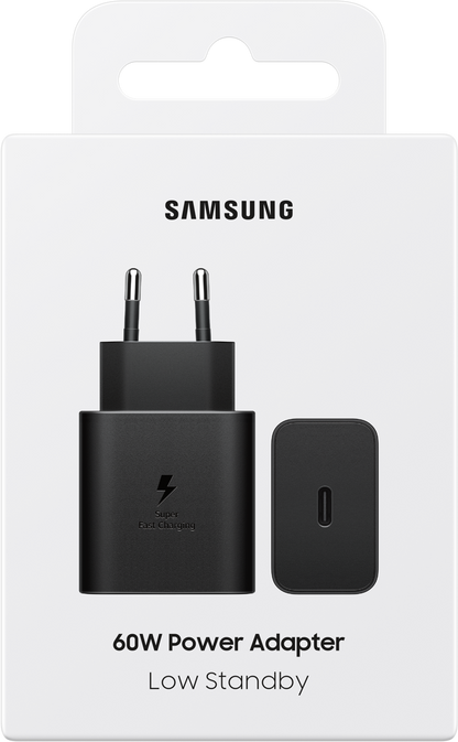 Carregador de Rede Samsung, 60W, 3A, 1 x USB-C, Preto EP-T6010NBEGWW