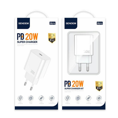 Carregador de Rede Sendem OG73, 20W, 3A, 1 x USB-C, Branco