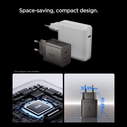 Carregador de Rede Spigen EE472EU Essential, 47W, 3A, 2 x USB-C, Cinzento ACH10450