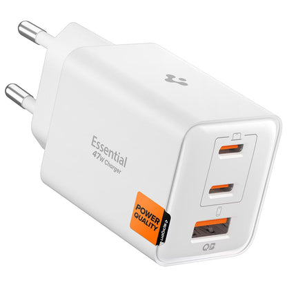 Carregador de Rede Spigen EE473EU Essential, 47W, 3A, 1 x USB-A - 2 x USB-C, Branco ACH09464