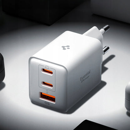 Carregador de Rede Spigen EE473EU Essential, 47W, 3A, 1 x USB-A - 2 x USB-C, Branco ACH09464