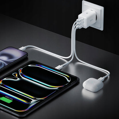 Carregador de Rede Spigen EE473EU Essential, 47W, 3A, 1 x USB-A - 2 x USB-C, Branco ACH09464