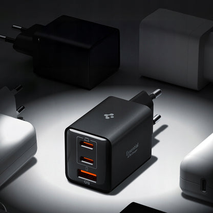 Carregador de Rede Spigen EE473EU Essential, 47W, 3A, 1 x USB-A - 2 x USB-C, Preto ACH09465