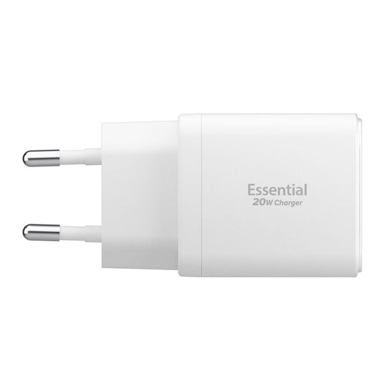 Carregador de Rede Spigen Essential, 20W, 3A, 1 x USB-A - 1 x USB-C, Branco ACH08704