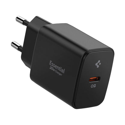 Carregador de Rede Spigen Essential, 20W, 3A, 1 x USB-C, Preto