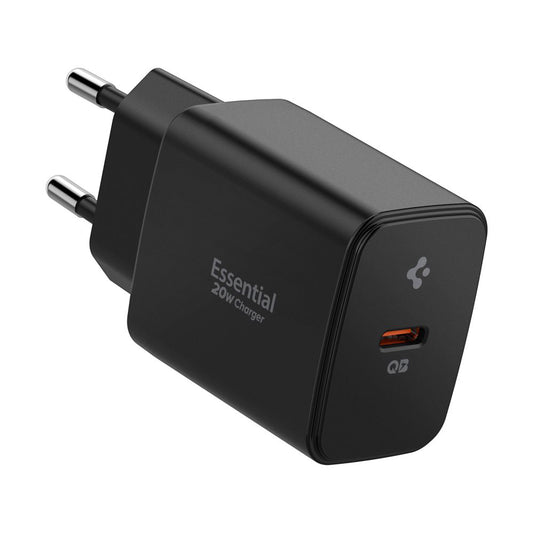 Carregador de Rede Spigen Essential, 20W, 3A, 1 x USB-C, Preto