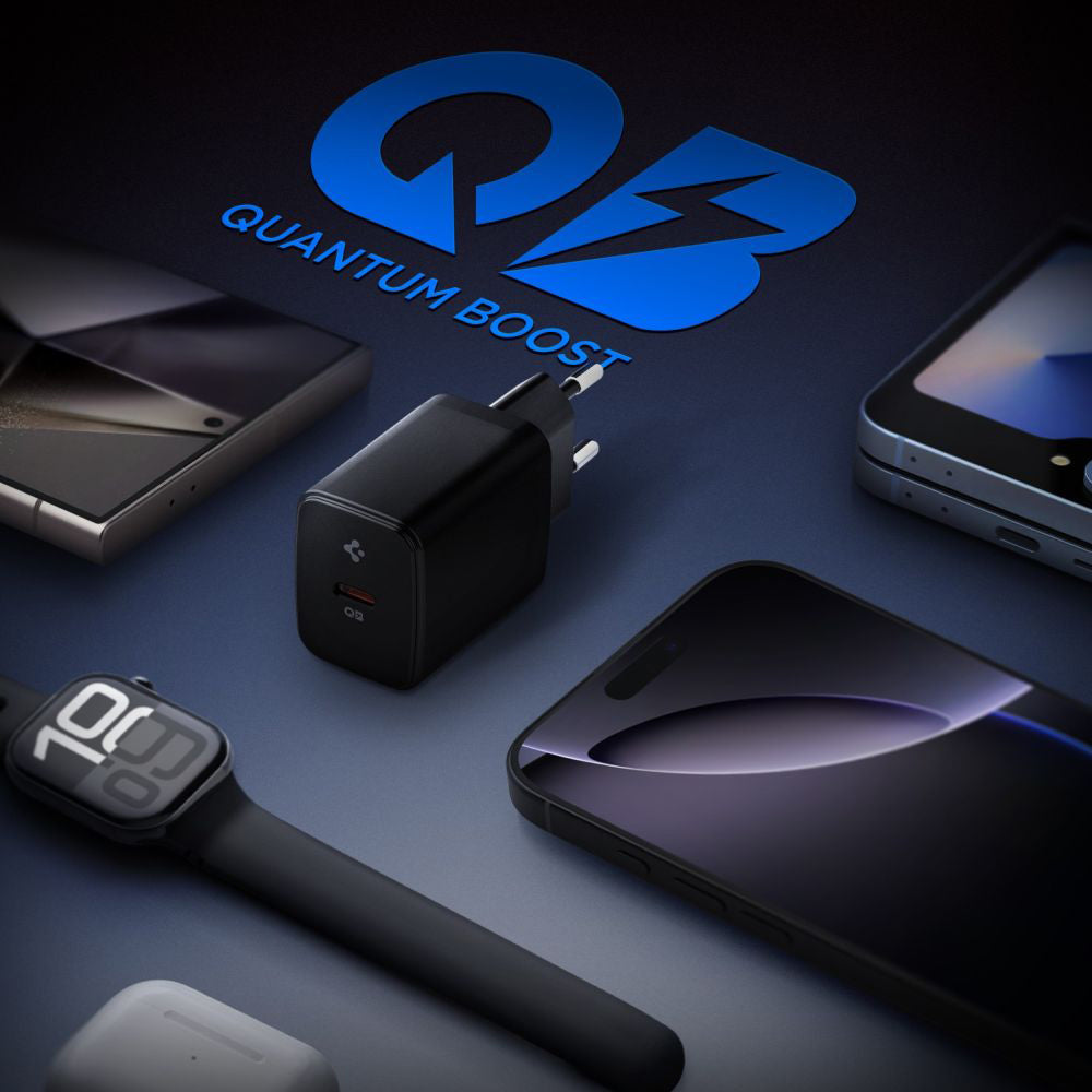 Carregador de Rede Spigen Essential, 20W, 3A, 1 x USB-C, Preto