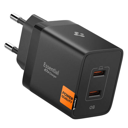 Carregador de Rede Spigen Essential, 47W, 3A, 2 x USB-C, Preto