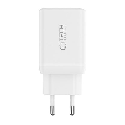 Carregador de rede Tech-Protect NC45W, 45W, 3A, 2 x USB-C, branco 