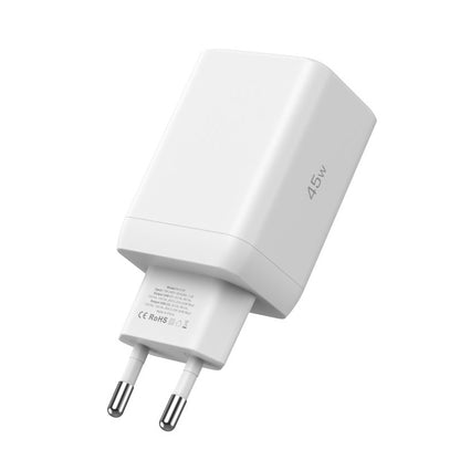 Carregador de rede Tech-Protect NC45W, 45W, 3A, 2 x USB-C, branco 