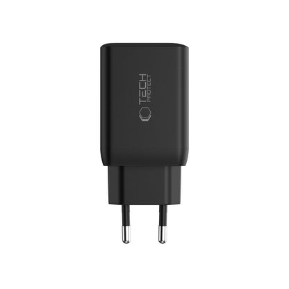 Carregador de rede Tech-Protect NC45W, 45W, 3A, 2 x USB-C, preto 