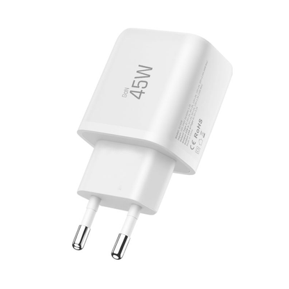 Carregador de Rede Tech-Protect NCA45W, 45W, 3A, 1 x USB-A - 1 x USB-C, Branco