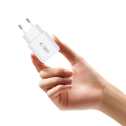 Carregador de Rede Tech-Protect NCA45W, 45W, 3A, 1 x USB-A - 1 x USB-C, Branco