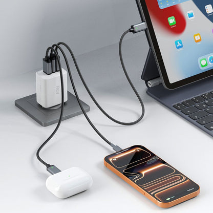 Carregador de Rede Tech-Protect NCA65W, 65W, 3A, 1 x USB-A - 2 x USB-C, Branco