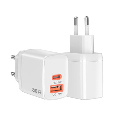 Carregador de Rede Techsuit CH1 Duonix, 30W, 3A, 1 x USB-A - 1 x USB-C, Branco