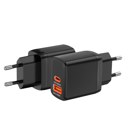 Carregador de Rede Techsuit CH1 Duonix, 30W, 3A, 1 x USB-A - 1 x USB-C, Preto