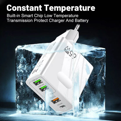 Techsuit CHC1 PentaXPower Network Charger, 25W, 3A, 3 x USB-A - 2 x USB-C, White