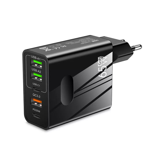 Carregador de Rede Techsuit CHC1 PentaXPower, 25W, 3A, 3 x USB-A - 2 x USB-C, Preto
