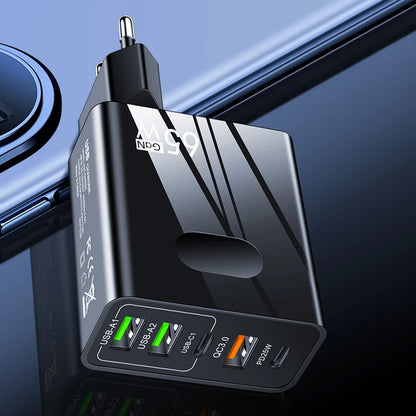 Carregador de Rede Techsuit CHC1 PentaXPower, 25W, 3A, 3 x USB-A - 2 x USB-C, Preto