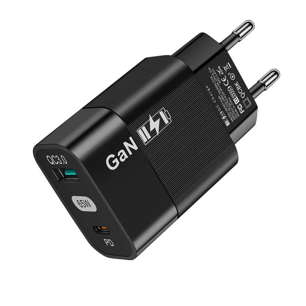 Carregador de Rede Techsuit CHPD131, 65W, 3.25A, 1 x USB-A - 1 x USB-C, Preto