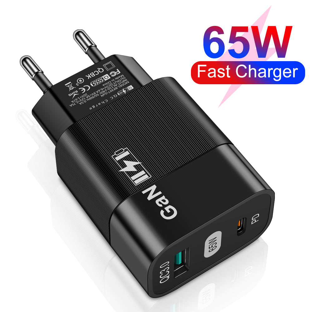 Carregador de Rede Techsuit CHPD131, 65W, 3.25A, 1 x USB-A - 1 x USB-C, Preto