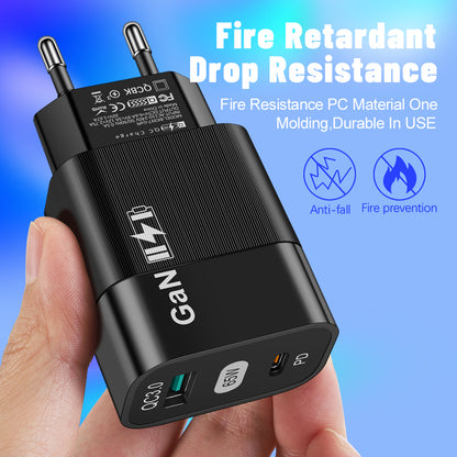 Carregador de Rede Techsuit CHPD131, 65W, 3.25A, 1 x USB-A - 1 x USB-C, Preto