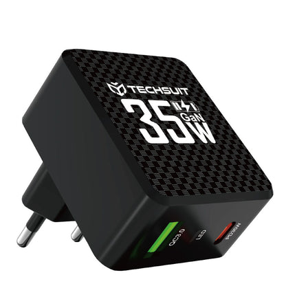 Carregador de Rede Techsuit CHPD173 Tiny, 35W, 3A, 1 x USB-A - 1 x USB-C, Preto
