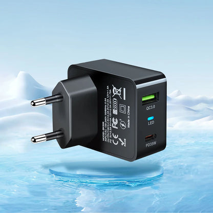 Carregador de Rede Techsuit CHPD173 Tiny, 35W, 3A, 1 x USB-A - 1 x USB-C, Preto