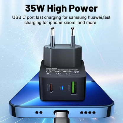 Carregador de Rede Techsuit CHPD173 Tiny, 35W, 3A, 1 x USB-A - 1 x USB-C, Preto