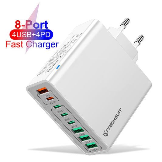 Carregador de Rede Techsuit CHPD224, 65W, 3.25A, 4 x USB-A - 4 x USB-C, Branco