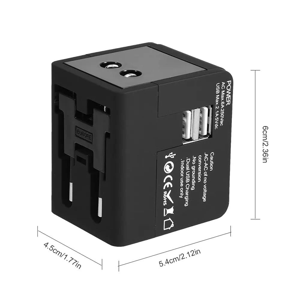 Carregador de Rede Techsuit HHt148 Travel, 10W, 2A, 2 x USB-A, Preto