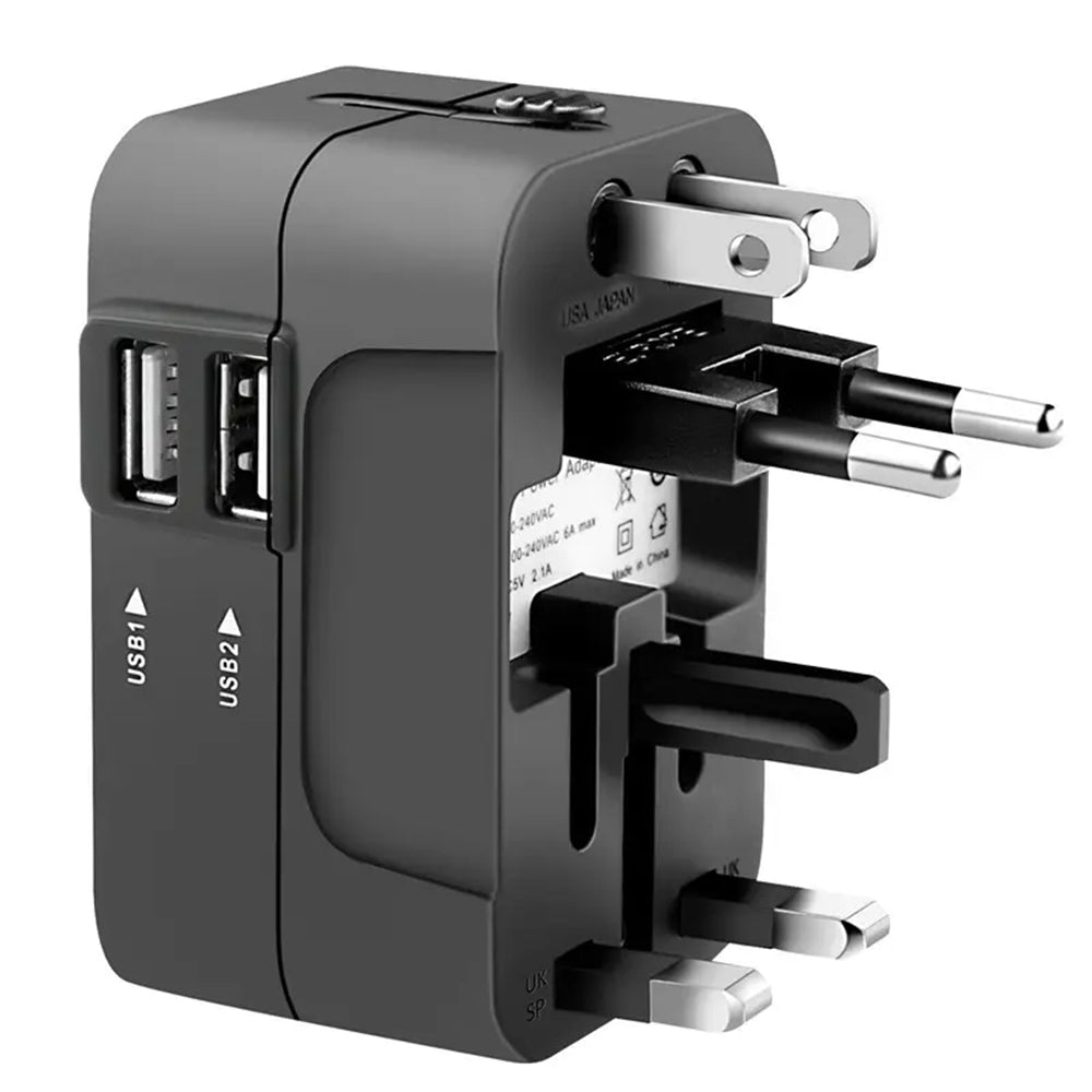 Carregador de Rede Techsuit HHT202 Travel, 10W, 2A, 2 x USB-A, Preto