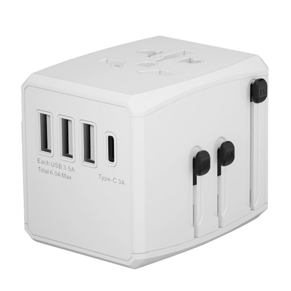 Carregador de Rede Techsuit HHT904-B3 Travel, 30W, 3A, 3 x USB-A - 1 x USB-C, Branco