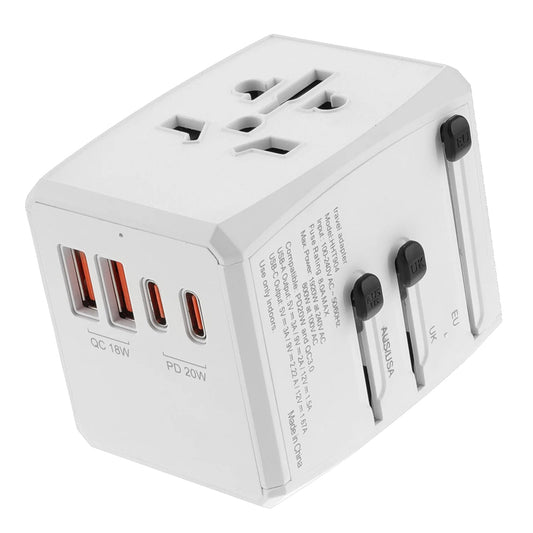 Carregador de Rede Techsuit HHT904-W2 Travel, 20W, 3A, 2 x USB-A - 2 x USB-C, Branco