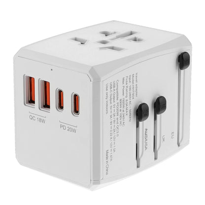 Carregador de Rede Techsuit HHT904-W2 Travel, 20W, 3A, 2 x USB-A - 2 x USB-C, Branco