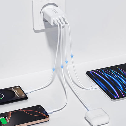 Carregador de Rede Techsuit PowerXQuad CH4, 40W, 3A, 2 x USB-A - 2 x USB-C, Branco