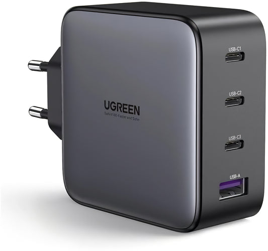 Carregador de rede UGREEN CD226, 100W, 3A, 1 x USB-A - 3 x USB-C, preto 