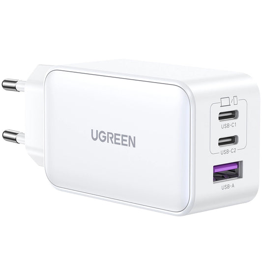 Carregador de rede UGREEN CD244, 65W, 3A, 1 x USB-A - 2 x USB-C, cinzento 