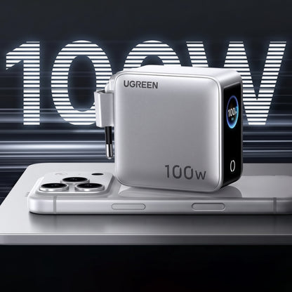 Carregador de rede UGREEN Nexode Pro X772 (95942B) com ecrã, 100 W, 5 A, 1 x USB-A - 3 x USB-C, Cinzento