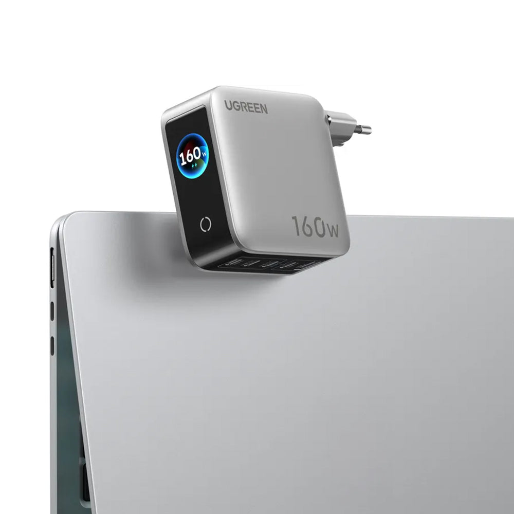 Carregador de rede UGREEN Nexode Pro X774 (65637B) com ecrã, 160 W, 5 A, 1 x USB-A - 4 x USB-C, Cinzento