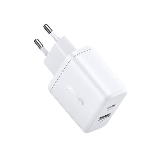 Carregador de Rede UGREEN X227, 20W, 3A, 1 x USB-A - 1 x USB-C, Branco