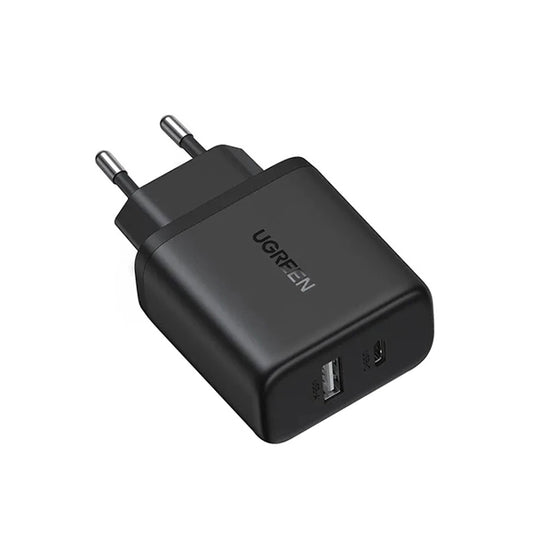 Carregador de Rede UGREEN X227, 20W, 3A, 1 x USB-A - 1 x USB-C, Preto