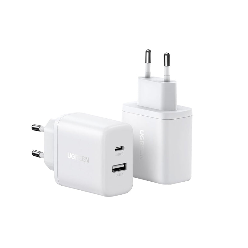 Carregador de Rede UGREEN X227, 20W, 3A, 1 x USB-A - 1 x USB-C, Branco