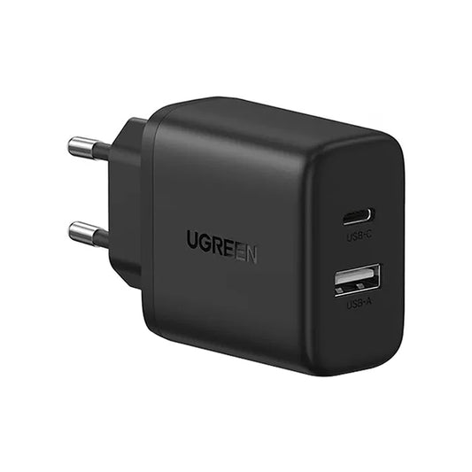 Carregador de Rede UGREEN X227, 20W, 3A, 1 x USB-A - 1 x USB-C, Preto