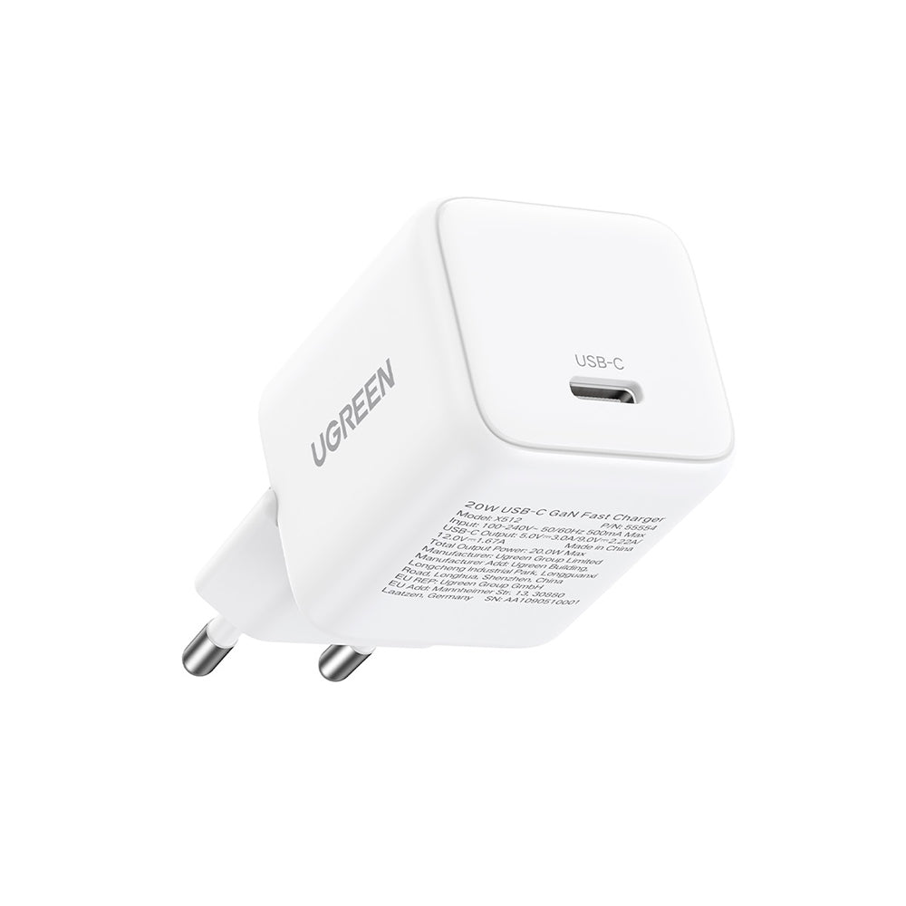 Carregador de Rede UGREEN X512, 20W, 3A, 1 x USB-C, Branco