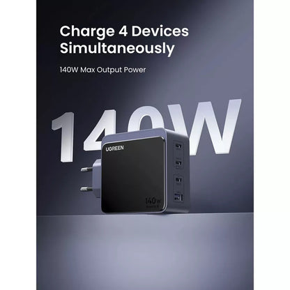 Carregador de Rede UGREEN X570 Nexode S, 140W, 5A, 1 x USB-A - 3 x USB-C, Cinzento