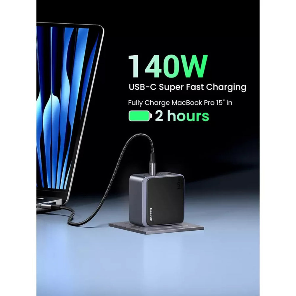 Carregador de Rede UGREEN X570 Nexode S, 140W, 5A, 1 x USB-A - 3 x USB-C, Cinzento