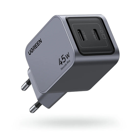 Carregador de rede UGREEN X707 Nexode Pro, 45W, 3A, 2 x USB-C, cinzento 