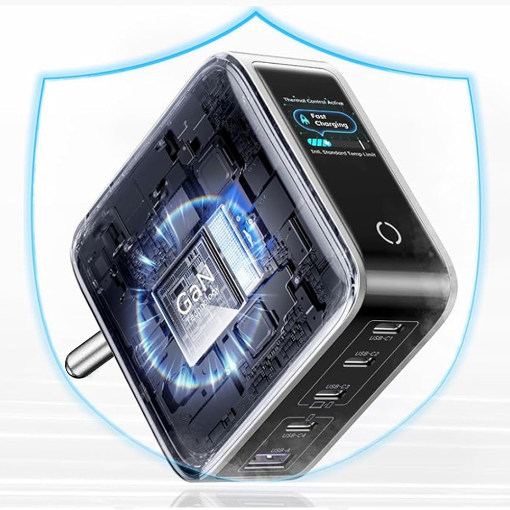 Carregador de Rede UGREEN X773 (65620B), 100W, 1 x USB-A - 4 x USB-C, Cinzento